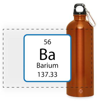 Ba Chemistry Periodic Table - Panoramic Drinks Bottle with Carabiner 750 ml - burnt orange - Front