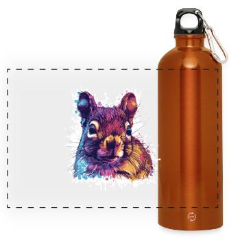 Contraste de couleur Écureuil PopArt - Gourde panoramique avec mousqueton 750 ml - orange - Devant