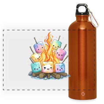 Campfire Marshmallows Fun - Panoramic Drinks Bottle with Carabiner 750 ml - burnt orange - Front
