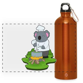 Koala Koch Kochtopf Kochen - Panorama Trinkflasche mit Karabiner 750 ml - Orange - Vorne