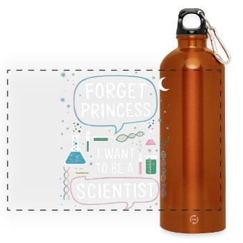 Vergiss Prinzessin, ich will Wissenschaftler - Panorama Trinkflasche mit Karabiner 750 ml - Orange - Vorne