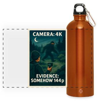 Camera 4K, proof 144p | Bigfoot Meme - Panoramic Drinks Bottle with Carabiner 750 ml - burnt orange - Front