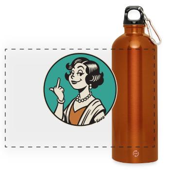 Retro Sass: Vintage Pinup Middle Finger - Panoramic Drinks Bottle with Carabiner 750 ml - burnt orange - Front