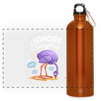 Ignore everything flamingo - Panoramic Drinks Bottle with Carabiner 750 ml - burnt orange - Front