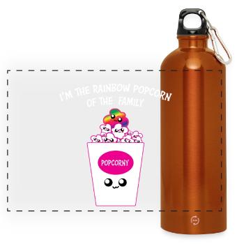 Rainbow Popcorn Family Cute Pride Graphic - Panorama Trinkflasche mit Karabiner 750 ml - Orange - Vorne