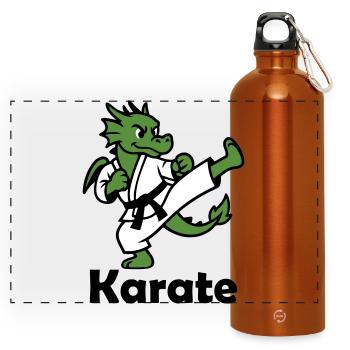 Karate Drache - Panorama Trinkflasche mit Karabiner 750 ml - Orange - Vorne