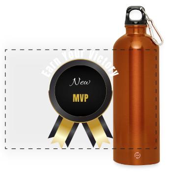 Earn Your Victory – Champion Award | Motivation Ba - Panoramic Drinks Bottle with Carabiner 750 ml - burnt orange - Front