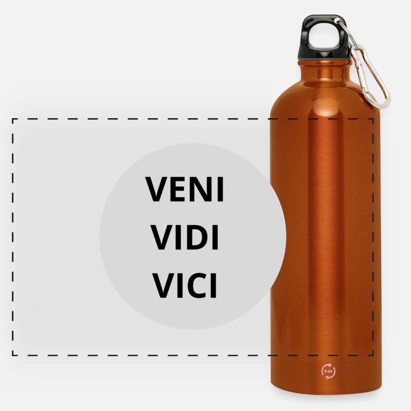 Veni Vidi Vici Three Line Circle Print - Panoramic Drinks Bottle with Carabiner 750 ml - burnt orange