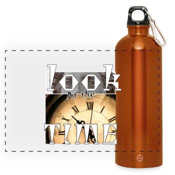 Schauen Sie auf die Zeit - Panorama Trinkflasche mit Karabiner 750 ml - Orange - Vorne