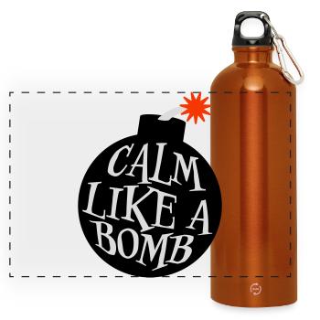 Calme comme une bombe Paradoxe Ironie Humour Blague explosive - Gourde panoramique avec mousqueton 750 ml - orange - Devant