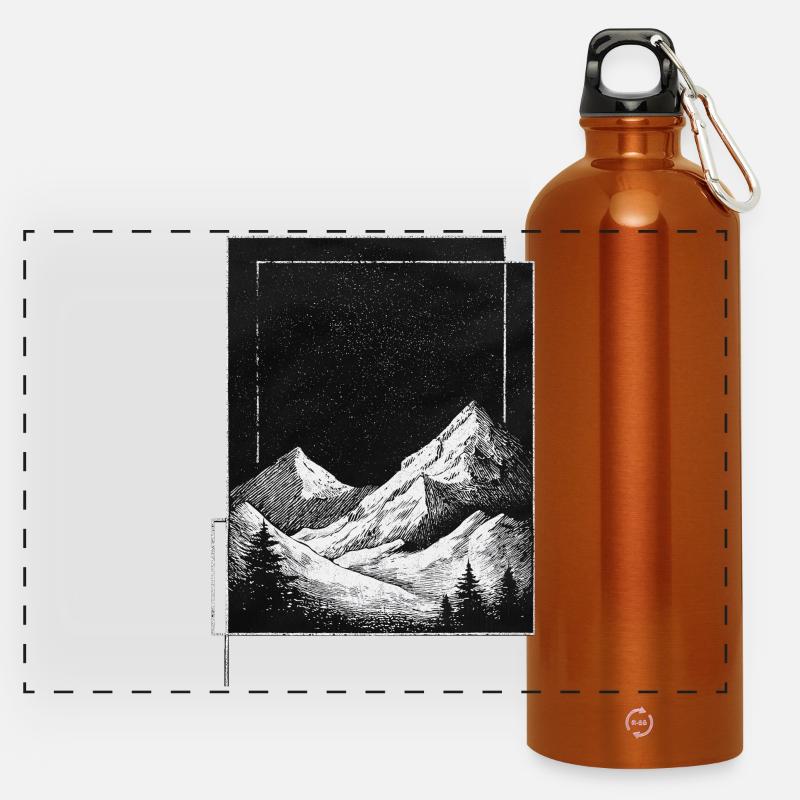 Mountains Vintage - Panoramic Drinks Bottle with Carabiner 750 ml - burnt orange