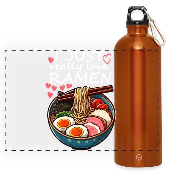 Ramen Liebe Bunt - Panorama Trinkflasche mit Karabiner 750 ml - Orange - Vorne