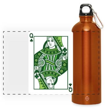 Queen Of Shamrock St Patrick’s Irish - Panoramic Drinks Bottle with Carabiner 750 ml - burnt orange - Front