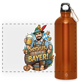 Servus I am a Bayer – Beer Joy - Panoramic Drinks Bottle with Carabiner 750 ml - burnt orange - Front