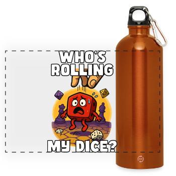 Wer würfelt? - Panorama Trinkflasche mit Karabiner 750 ml - Orange - Vorne