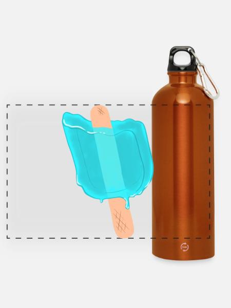 Blaues Eis am Stiel - Panorama Trinkflasche mit Karabiner 750 ml - Orange