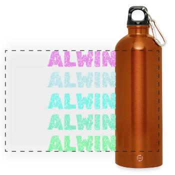 Alwin as Alwin - Panoramic Drinks Bottle with Carabiner 750 ml - burnt orange - Front