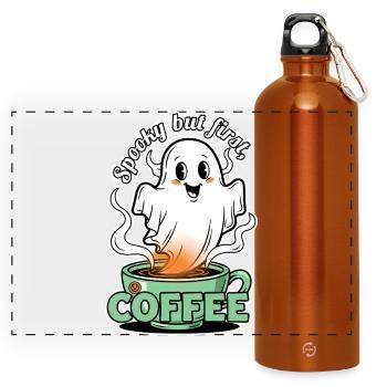 Motif de café effrayant avec de l'alcool de café - Gourde panoramique avec mousqueton 750 ml - orange - Devant