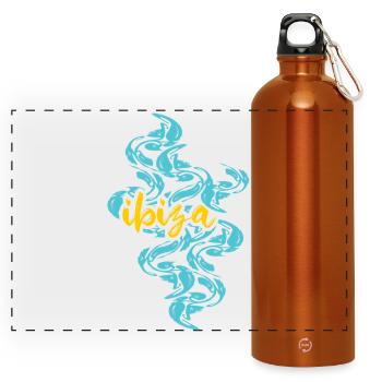 Ibiza balearische inseln Blumen - Panorama Trinkflasche mit Karabiner 750 ml - Orange - Vorne