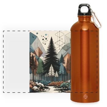 Forêt enchantée abstraite La magie et la géométrie s’unissent - Gourde panoramique avec mousqueton 750 ml - orange - Devant