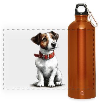 Jack Russel Terrier - Gourde panoramique avec mousqueton 750 ml - orange - Devant