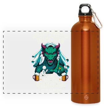 Fought Against The Dragon JGA Beer Shirt - Panoramic Drinks Bottle with Carabiner 750 ml - burnt orange - Front