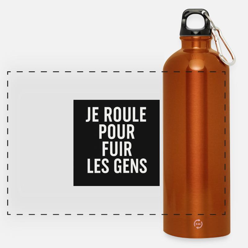 I ride to run away from people – Biker design - Panoramic Drinks Bottle with Carabiner 750 ml - burnt orange