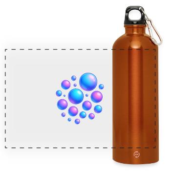 Bulles irisées, couleurs néon - Gourde panoramique avec mousqueton 750 ml - orange - Devant