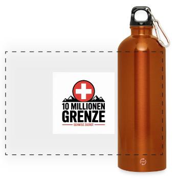 10 Millionen Grenze Schweizer Berglogo - Panorama Trinkflasche mit Karabiner 750 ml - Orange - Vorne