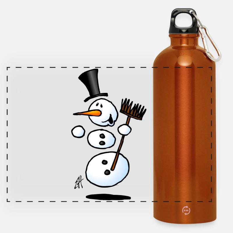 Tanzen Schneemann - Panorama Trinkflasche mit Karabiner 750 ml - Orange