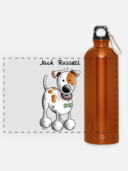 Der Jack Russell - Panorama Trinkflasche mit Karabiner 750 ml - Orange