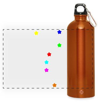 Colored Stars, Ursa Major - Panoramic Drinks Bottle with Carabiner 750 ml - burnt orange - Front