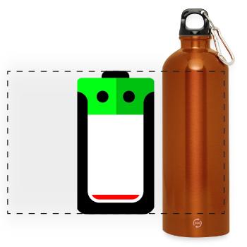 Mei Battery Today Funny Shirt – Low Battery Humor - Panoramic Drinks Bottle with Carabiner 750 ml - burnt orange - Front