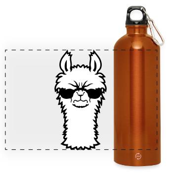 Lama Wütend Cool Sonnenbrille Pelzig Alpaka Sauer - Panorama Trinkflasche mit Karabiner 750 ml - Orange - Vorne