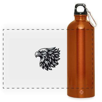 Adler Kopf Schwarz Weiß - Panorama Trinkflasche mit Karabiner 750 ml - Orange - Vorne
