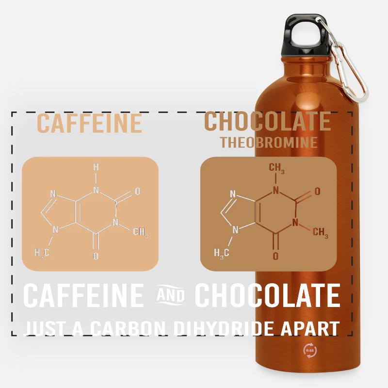 Chemistry Science Physics Laboratory Structural Formula - Panoramic Drinks Bottle with Carabiner 750 ml - burnt orange