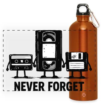 Never Forget Retro Tech - Panoramic Drinks Bottle with Carabiner 750 ml - burnt orange - Front