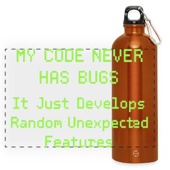 Mon code n’a jamais de bugs, il se développe simplement de manière aléatoire - Gourde panoramique avec mousqueton 750 ml - orange - Devant