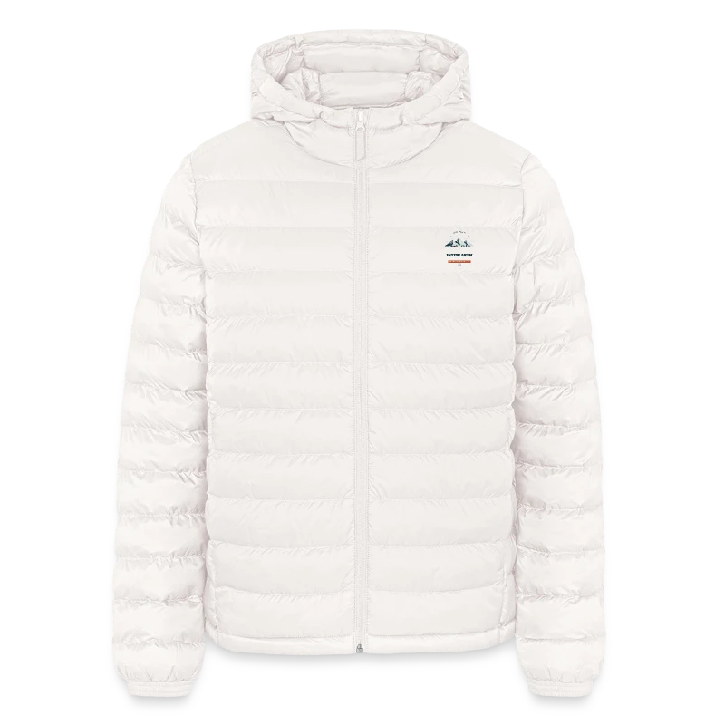Interlaken badge on a lightweight men’s padded jacket by stanley/stella
