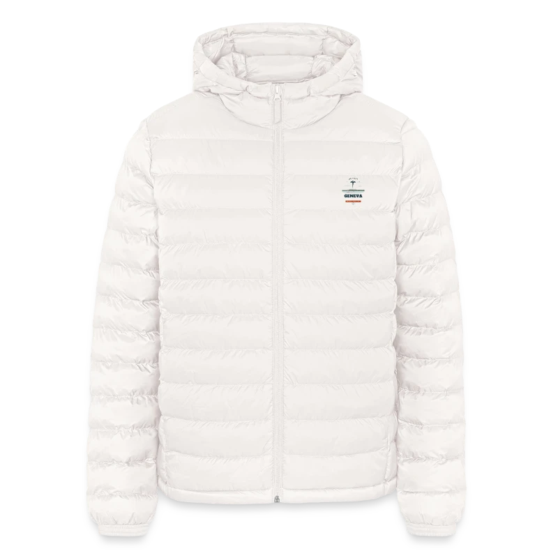 Geneva badge on a lightweight men’s padded jacket by stanley/stella