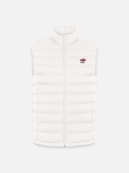 Schriftzug Coffee please bestickt - Lightweight Männer Steppweste von Stanley/Stella - Gebrochenes Weiß