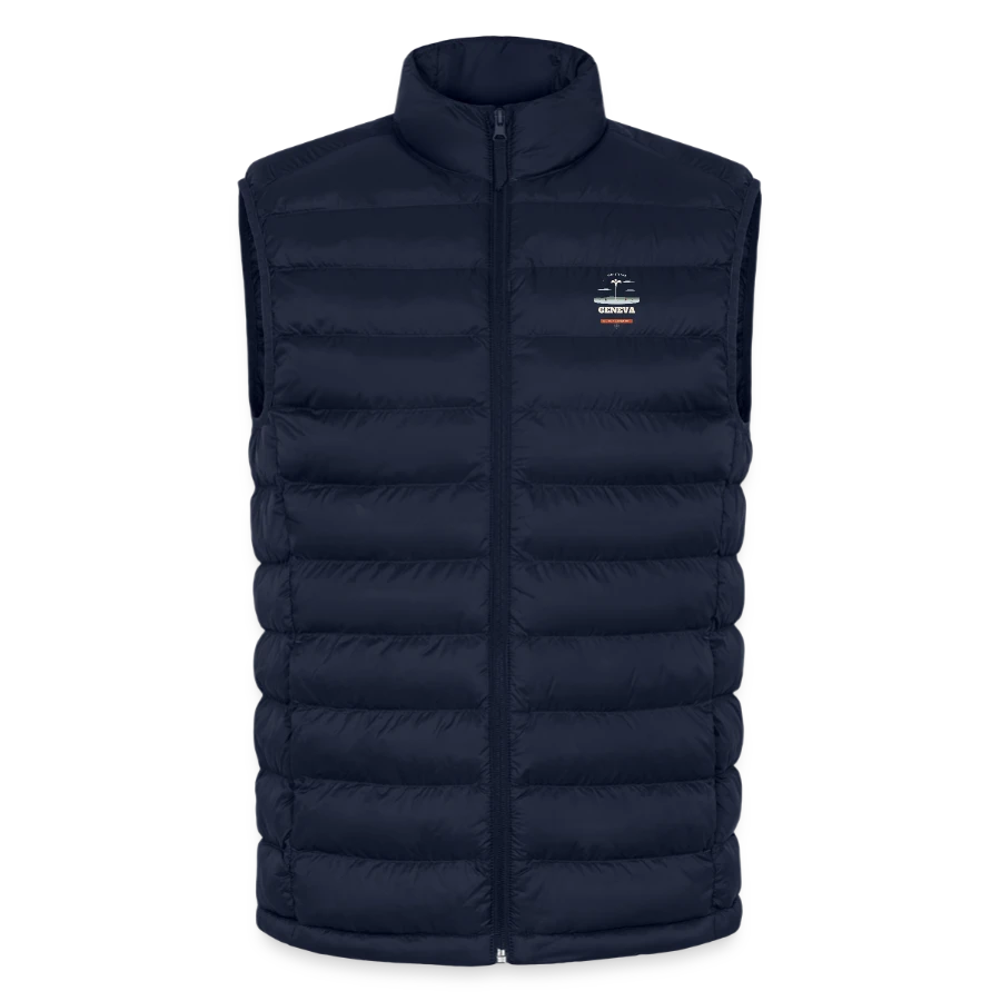 Geneva badge on a lightweight men’s padded gilet by stanley/stella, navy