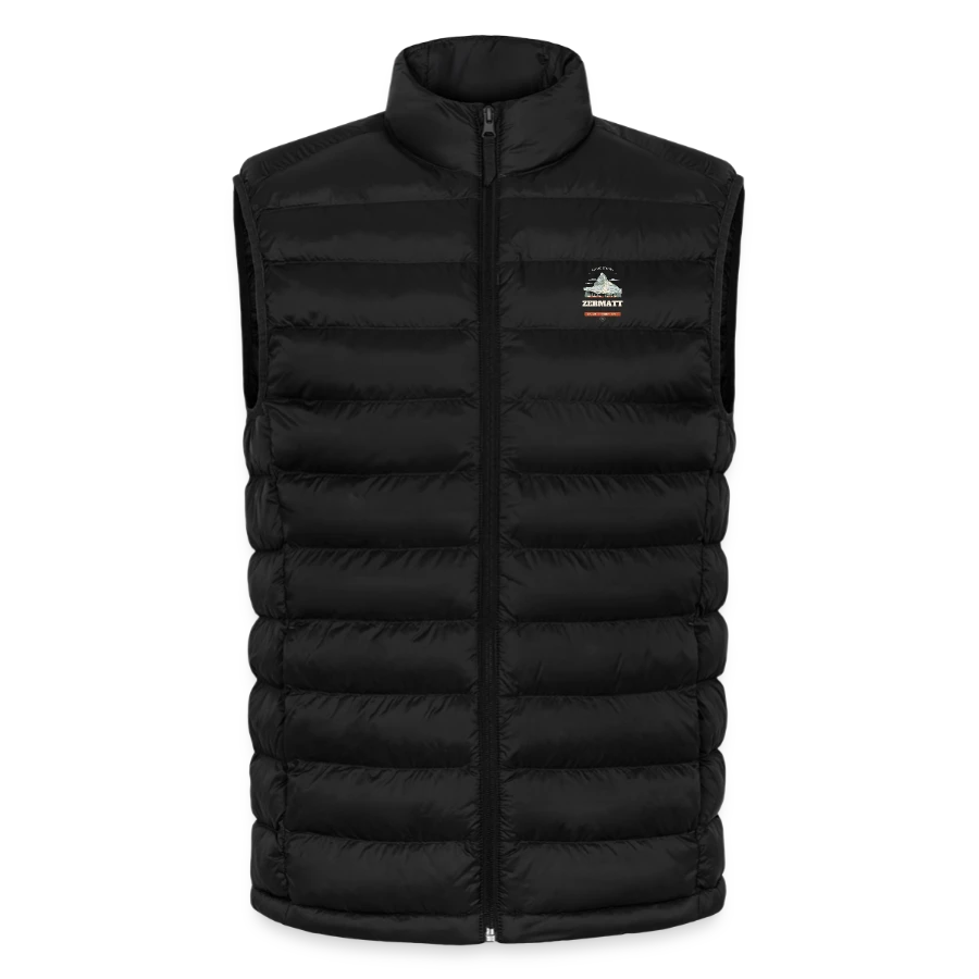 Zermatt badge on a lightweight men’s padded gilet by stanley/stella, black
