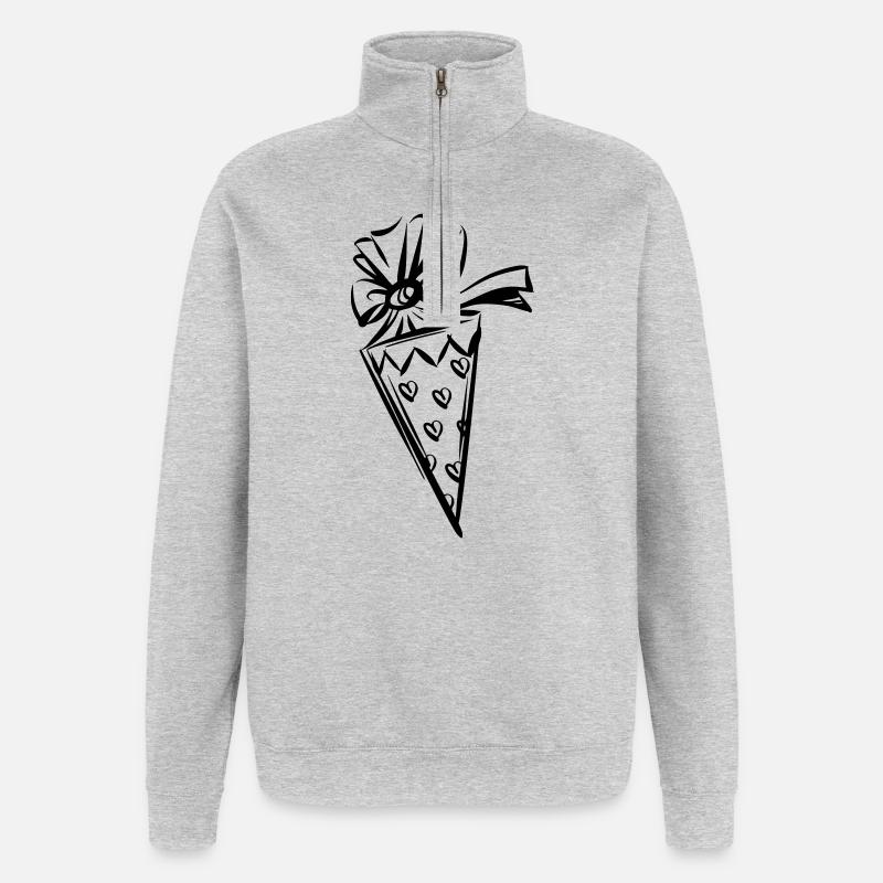 Schultüte Schulanfang Herzen - Quarter-Zip-Sweatshirt - Grau meliert