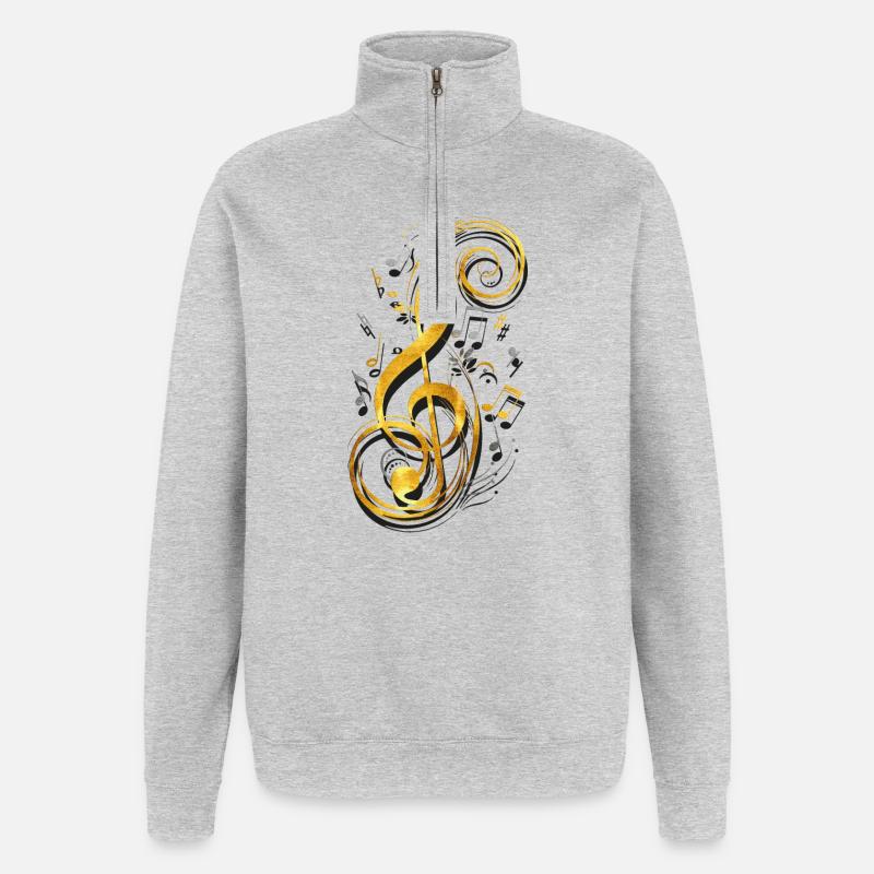 Musiknote - Musikschlüssel - Notenschlüssel - Note - Quarter-Zip-Sweatshirt - Grau meliert