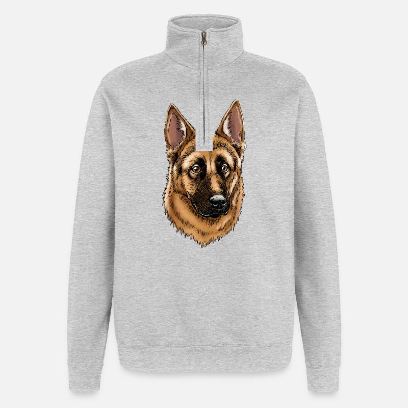 German Shepherd - Quarter-Zip-Sweatshirt - Grau meliert