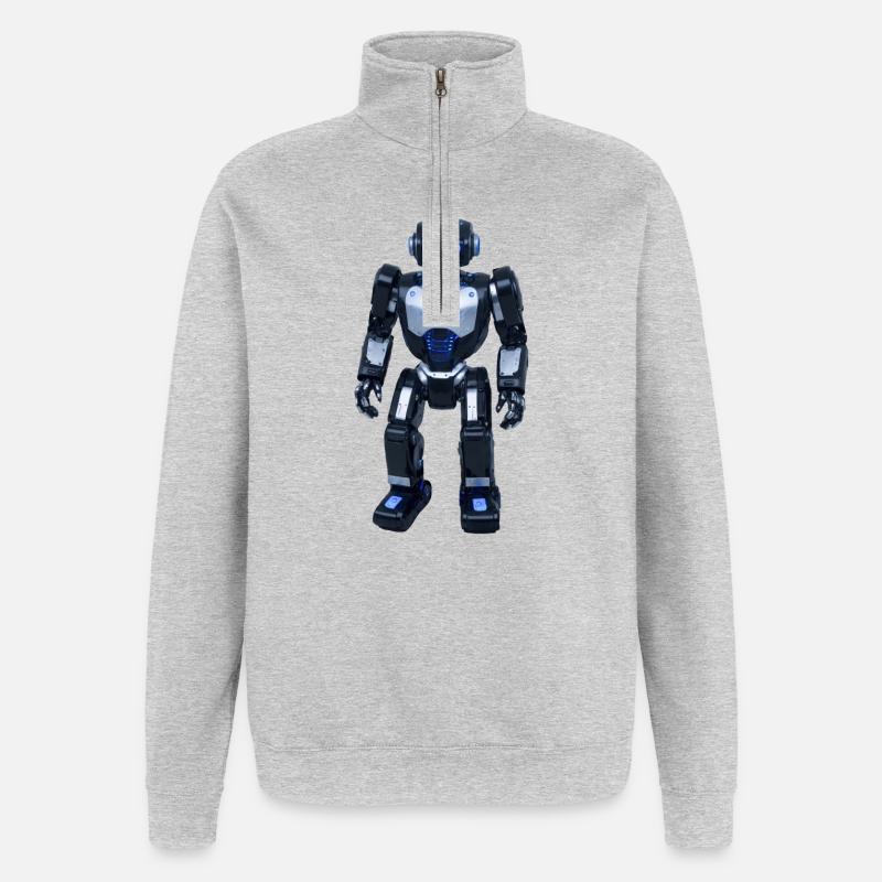 Robot - Sweat à zip 1/4 - gris chiné