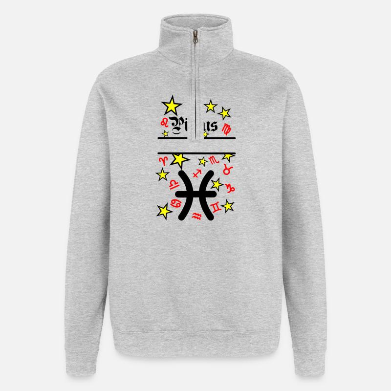 Sternzeichen Piscus Piscus - Quarter-Zip-Sweatshirt - Grau meliert