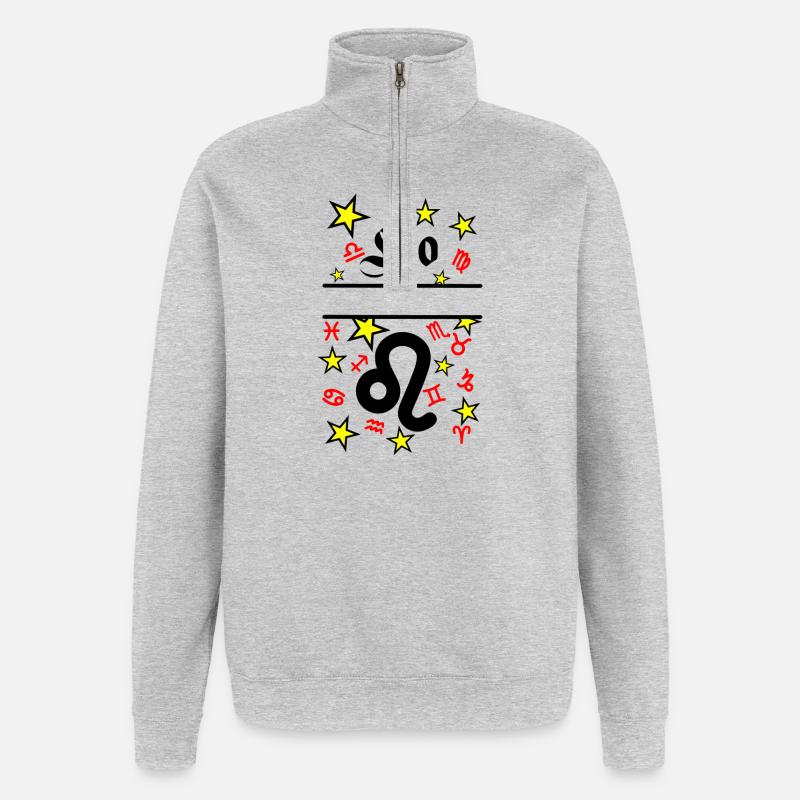 Löwe Sternzeichen Löwe - Quarter-Zip-Sweatshirt - Grau meliert