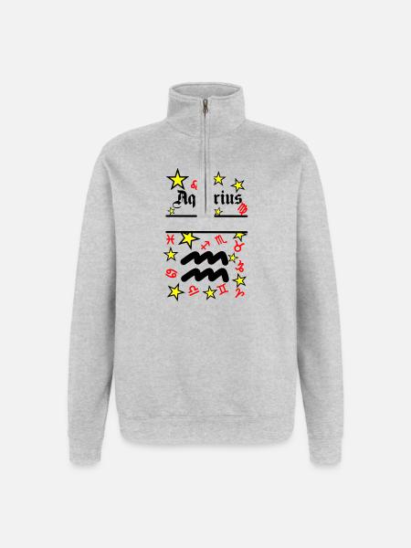 Aquarius Aquarius Zodiac Sign - Quarter-Zip Sweatshirt - heather grey